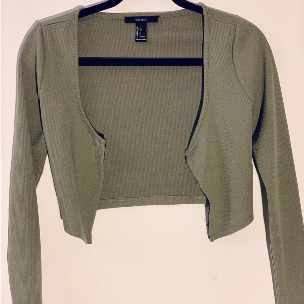 F21 Ribbed Cropped Cardigan